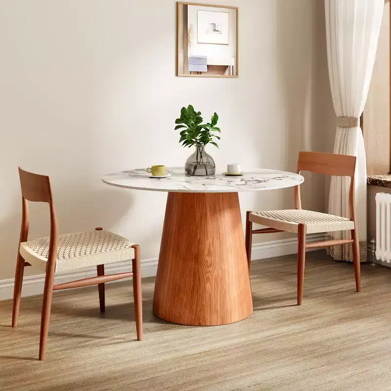 GDFStudio Joana French Country Rubberwood Pedestal Round Dining Table