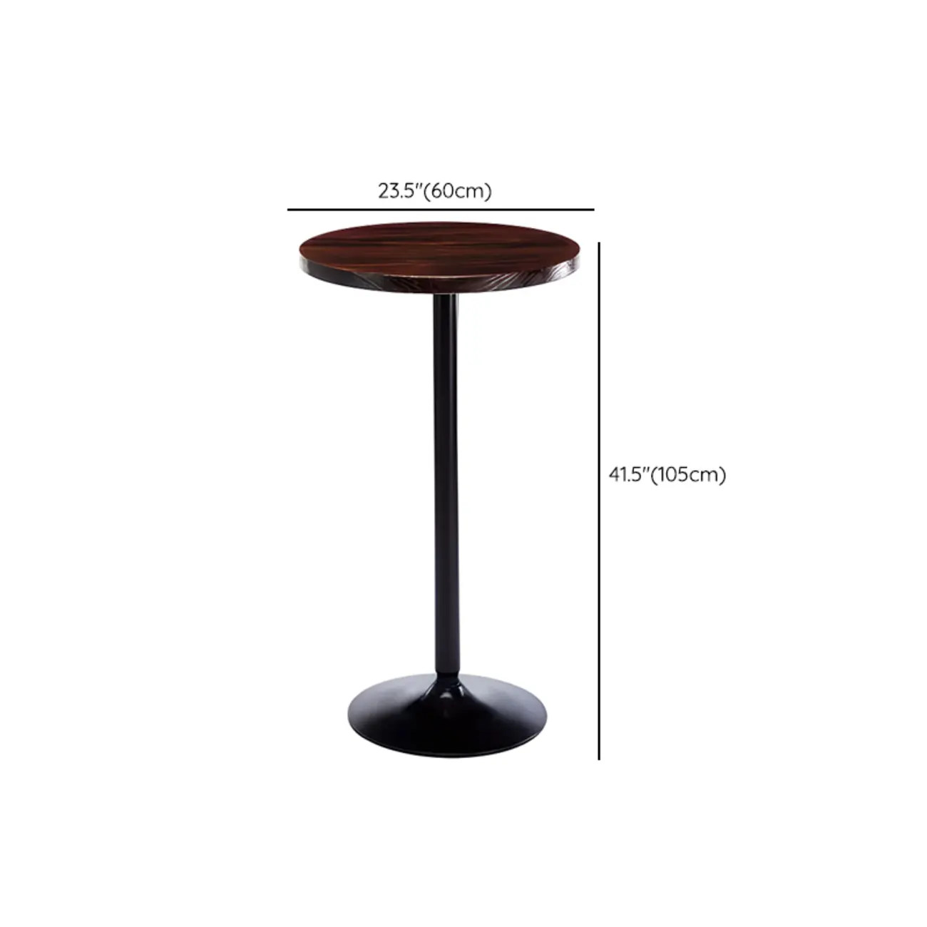 Scandinavian 36 Wooden Round Bistro Table with Metal Pedestal
