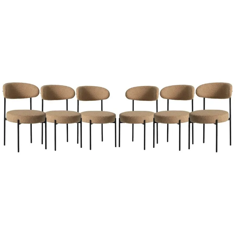 Bayville Mid-Century Curved Back Fabric Upholstered Metal Dining Chair (Set of 6)