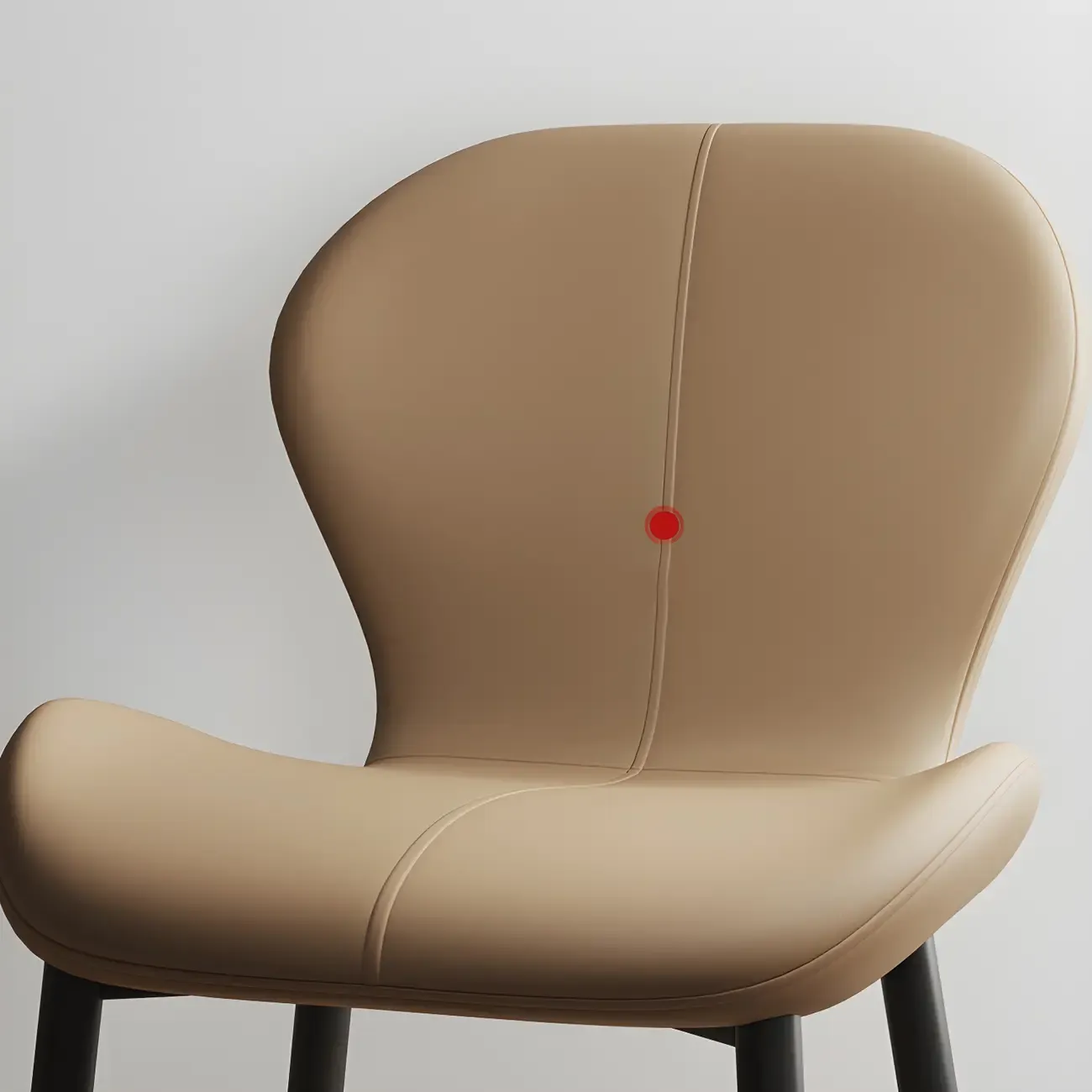 Art Deco Curved Back Leather Dining Chair Solid Back