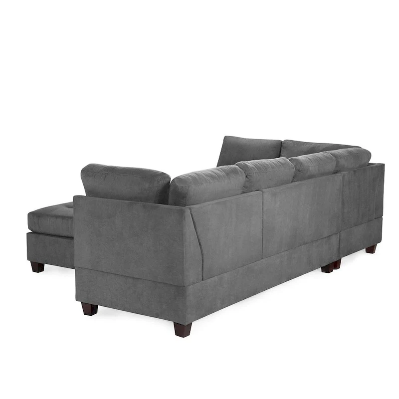 Poundex 3 Piece Fabric Sectional Sofa Set with Ottoman
