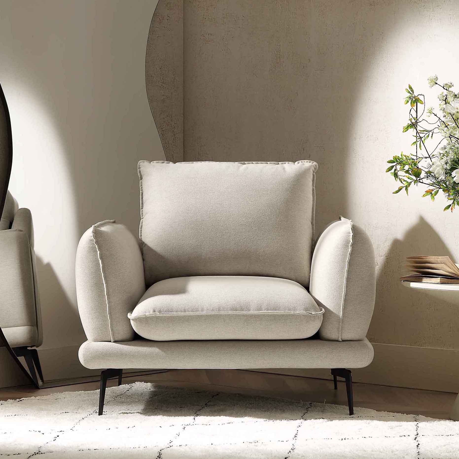 Oatmeal Fabric Armchair