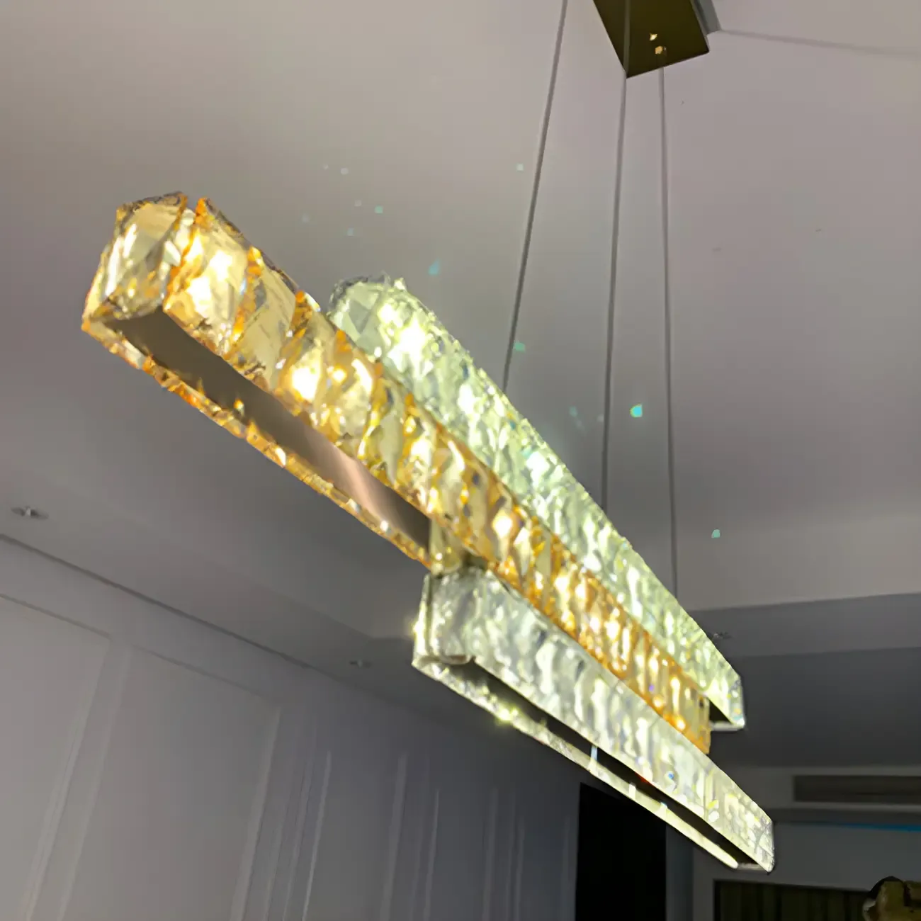 Modish 3-Tier Crystal LED Linear Pendant Light