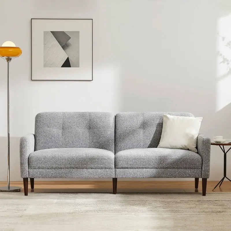 Gray Mid-Century Tufted Sofa Set - 1-Seater & 3-Seater