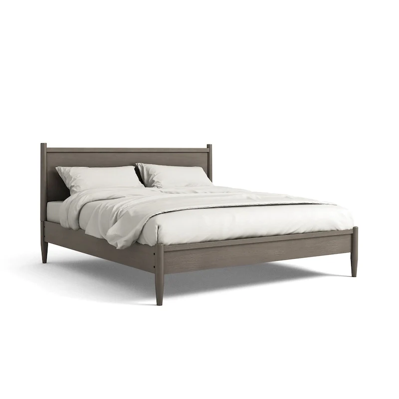 Grey / Oak / Black / White Mid-Century Modern Wood Panel Queen Platform Bed - Fits 2 People