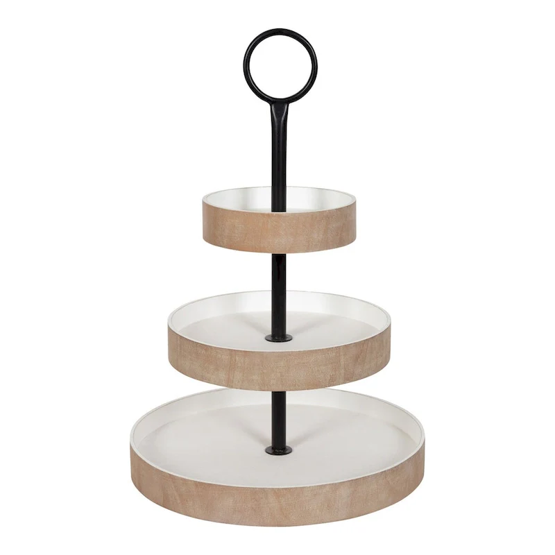 Kate and Laurel Woodmont 3 Tiered Wood Tray - 3 Tier