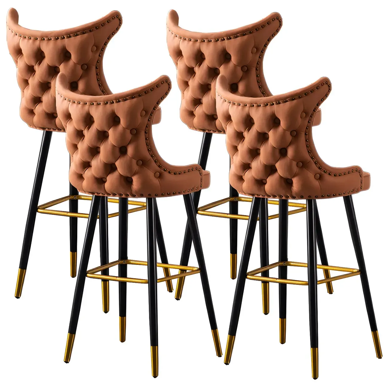 Velvet Upholstered Wingback Counter Height Bar Stools