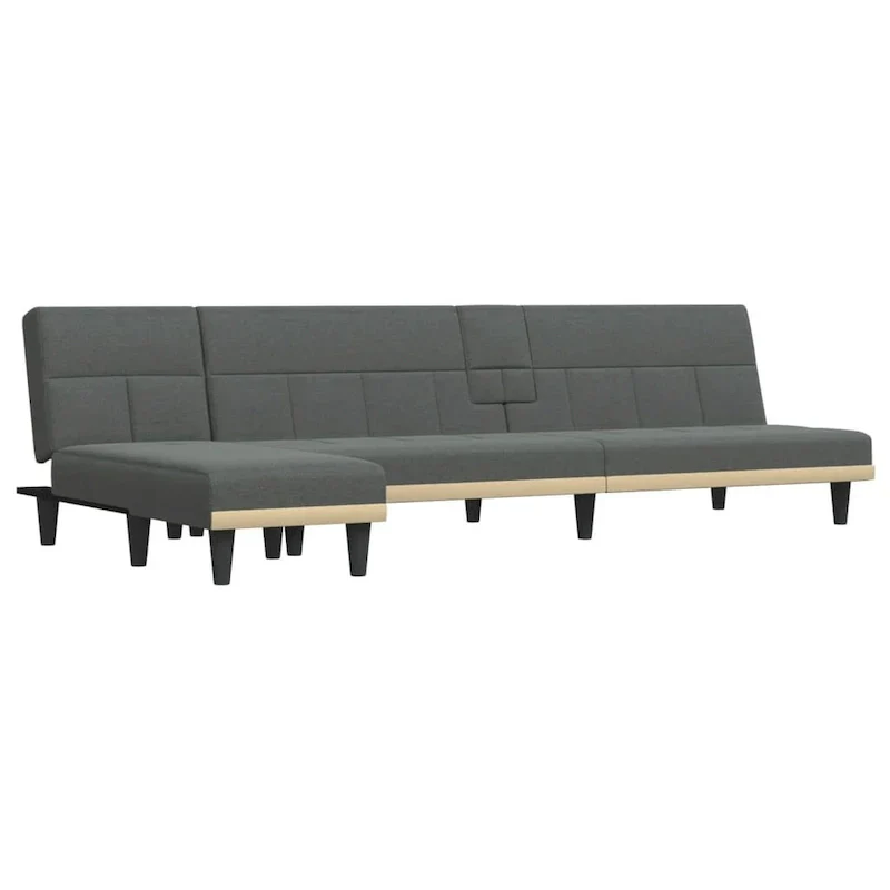 vidaXL L-shaped Sofa Bed Dark Gray 100.4x55.1x27.6 Fabric - 100.4 x 55.1 x 27.6