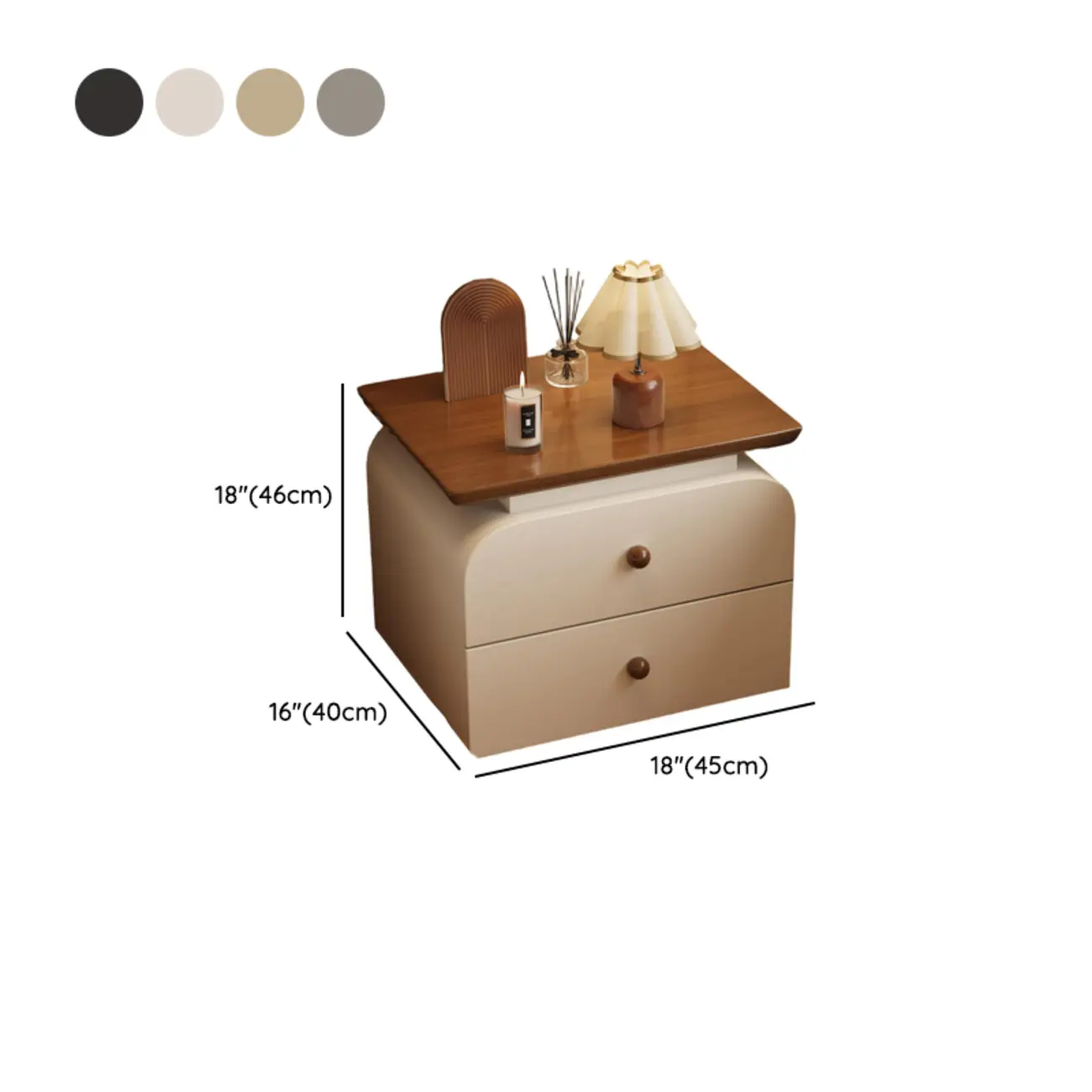 Faux Leather Modern Nightstand Wood Countertop