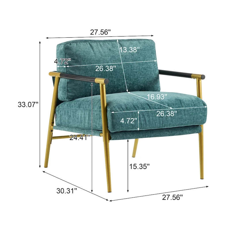 Varsts Modern Upholstered Accent Chair with Wood Frame, Emerald by Christopher Knight Home