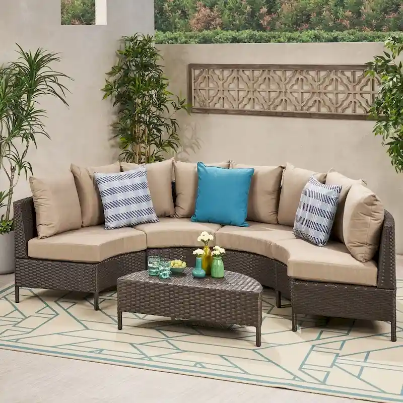 Newton Outdoor 4-seater Sectional Sofa Set by Christopher Knight Home