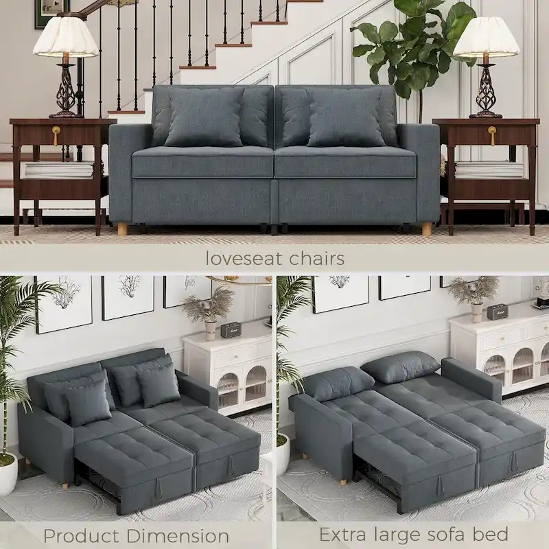 Double Sleeper Chair Bed with Adjustable Backrest