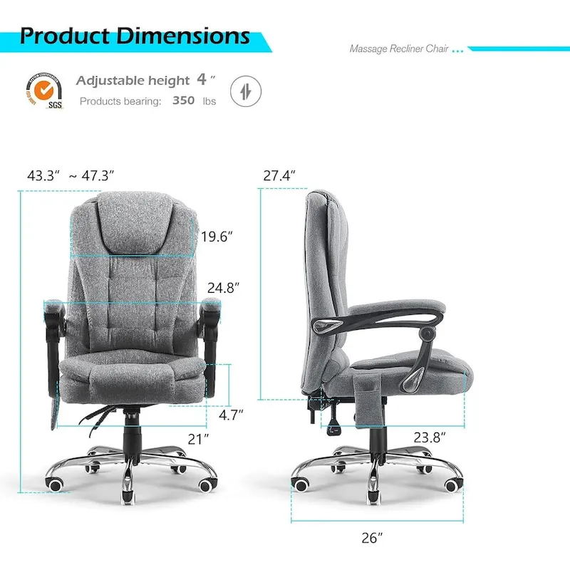 AECOJOY Ergonomic Office Chair with 7 Points Vibrating Massage&Heat Functions