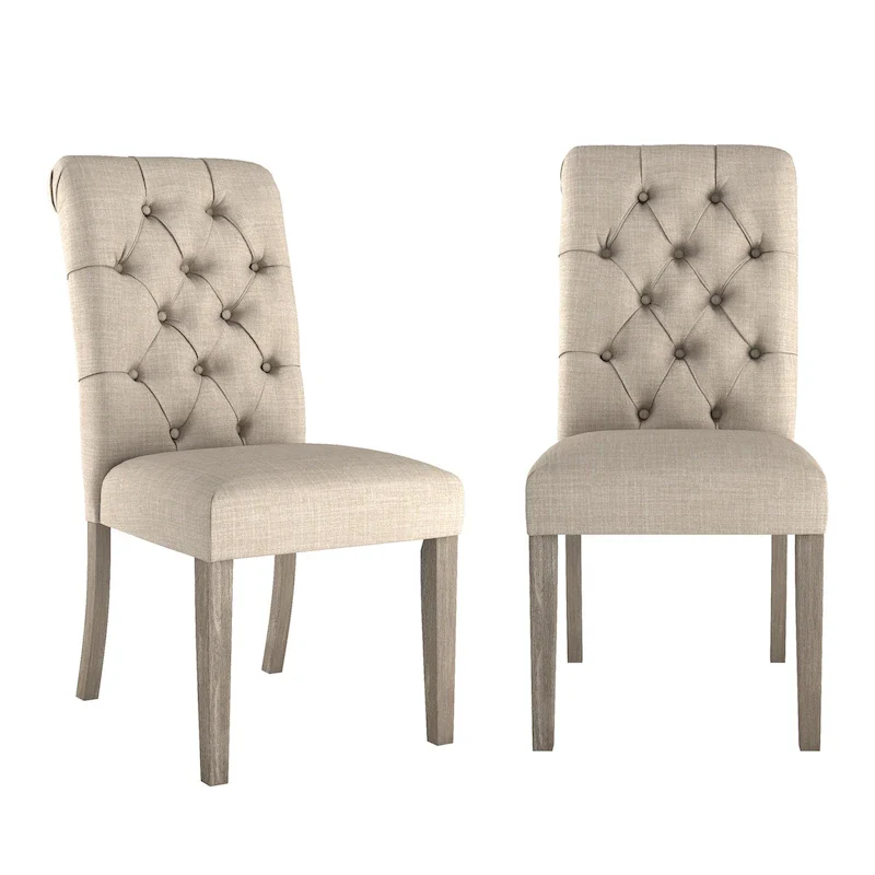 Krakova Tufted Rolled Back Parsons Chairs (Set of 2)
