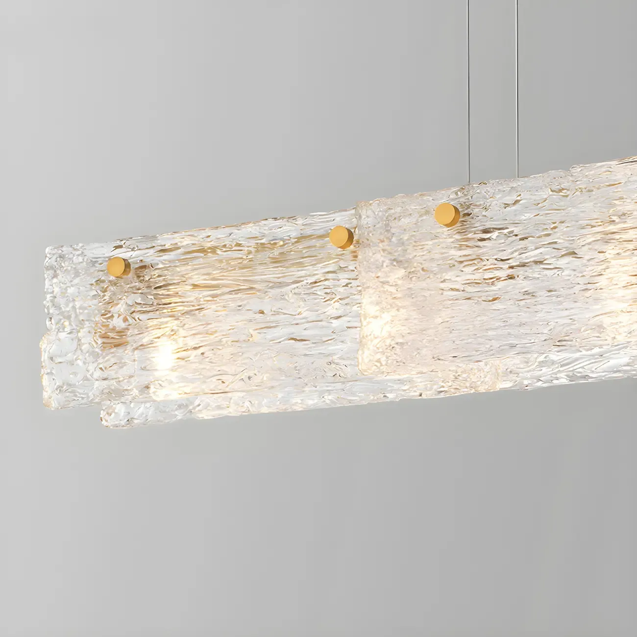 Rectangle Large Gold Glass Island Pendant Light