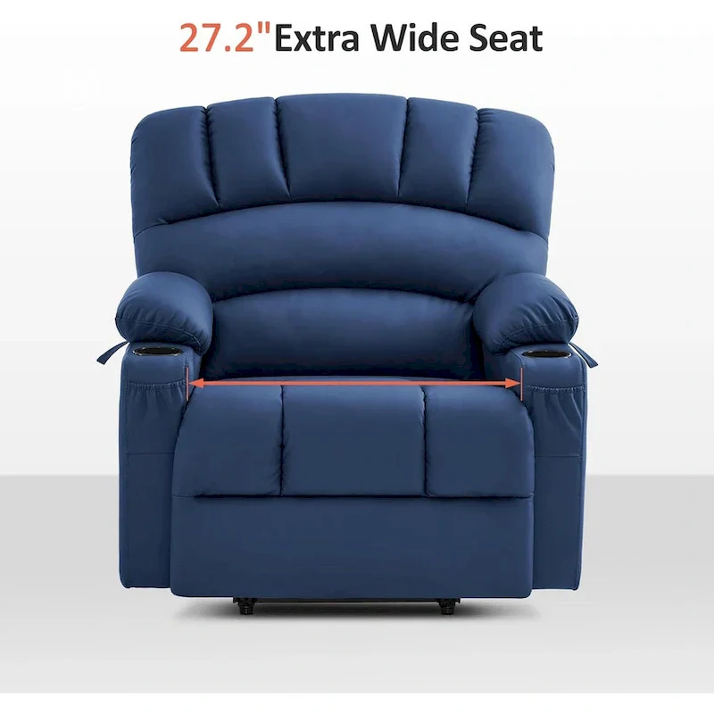 MCombo Power Lift Recliner Chair Sofa with Massage and Heat, Faux Leather R7096 (Medium-Wide)