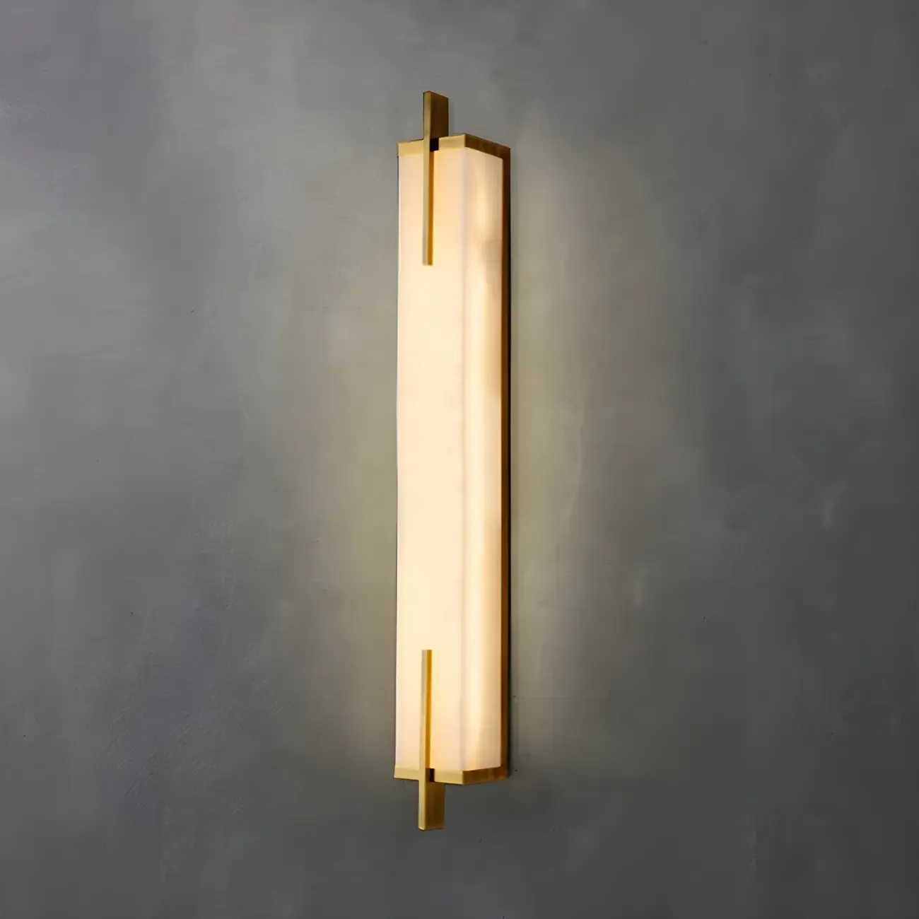 Modern Rectangle Stone Shade Metal LED Wall Sconce