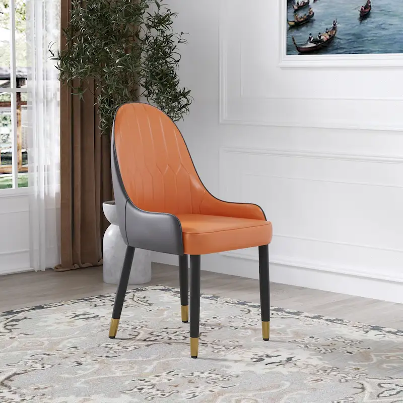 Set of 2 Modern Upholstered PU Leather Dining Chair