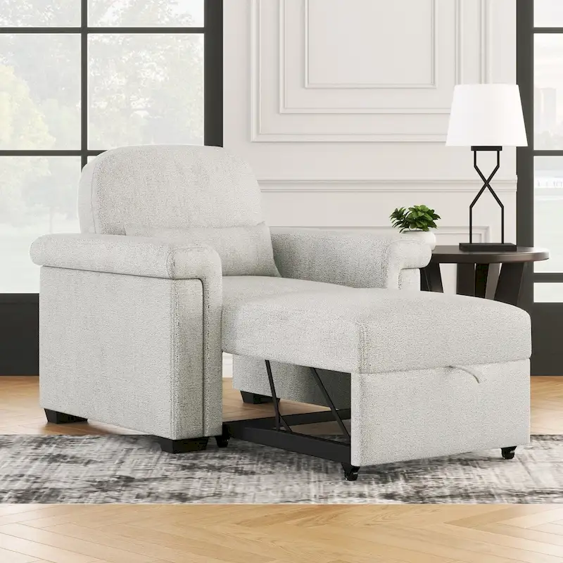 Living Room Lounger Chair 3 in 1 Convertible Sleeper Chair with Pillow