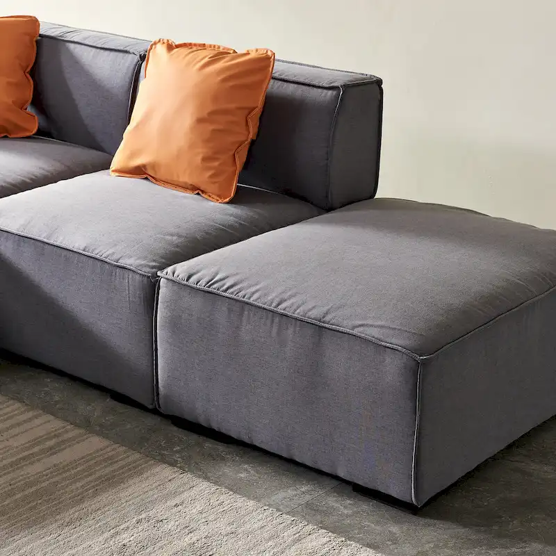 Modular Sectional Fabric Sofa (Beige)