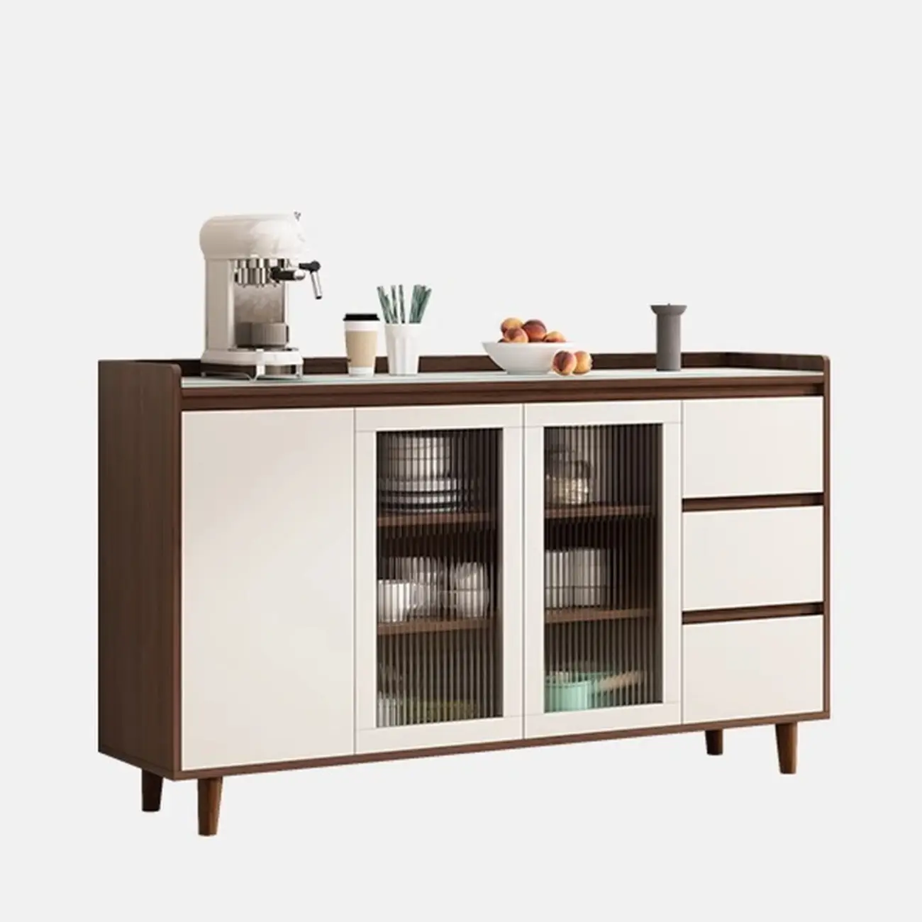 Modern Wood Sideboard with Glass Countertop