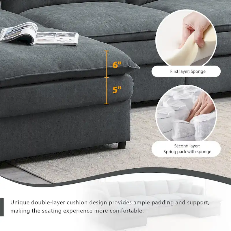 134*66  Chenille Modular Sectional Sofa