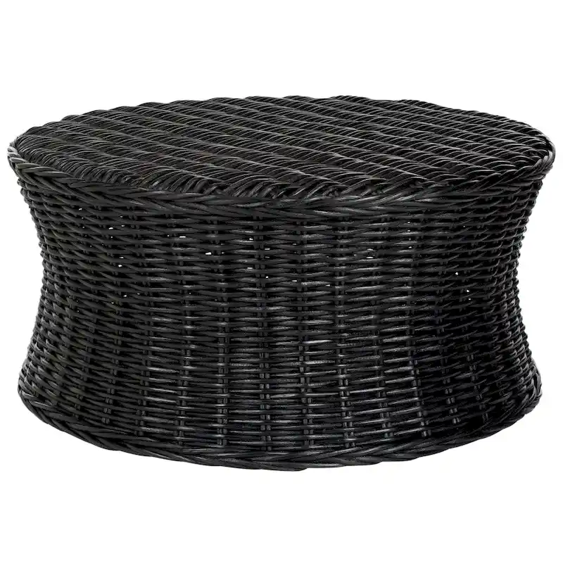 Dark Brown Wicker Ottoman