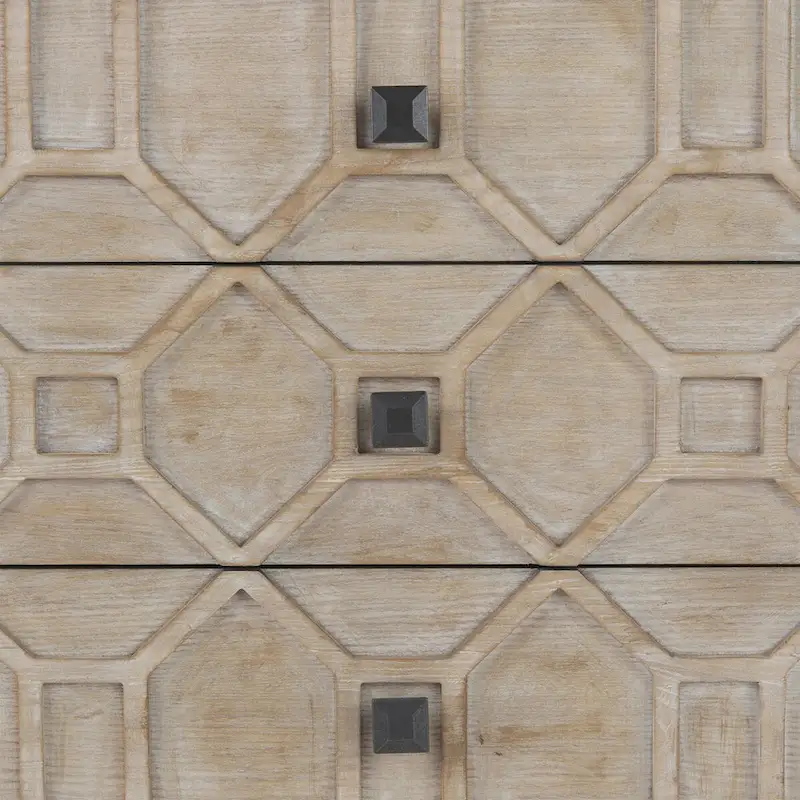 Genevieve II Gray Fir Veneer w/Gold Metal Frame Base 9 Drawer Sideboard