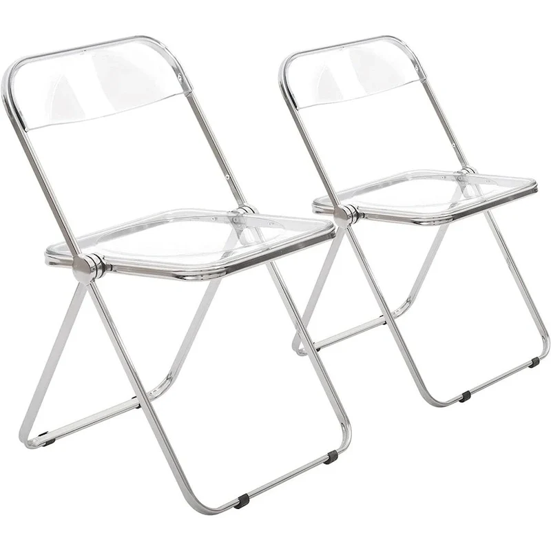 Modern Acrylic Stackable Folding Dining Chair (Set of 2) Transparent