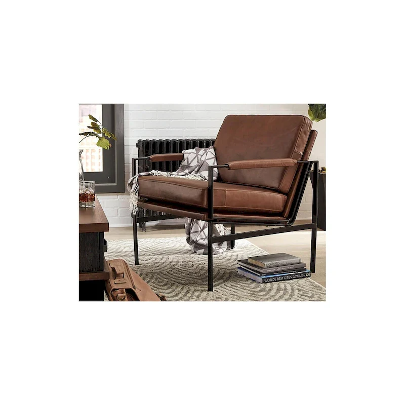 Signature Design by Ashley Puckman Mid Century Modern Leather Accent Chair - 29 W x 31.5 D x 34.25 H