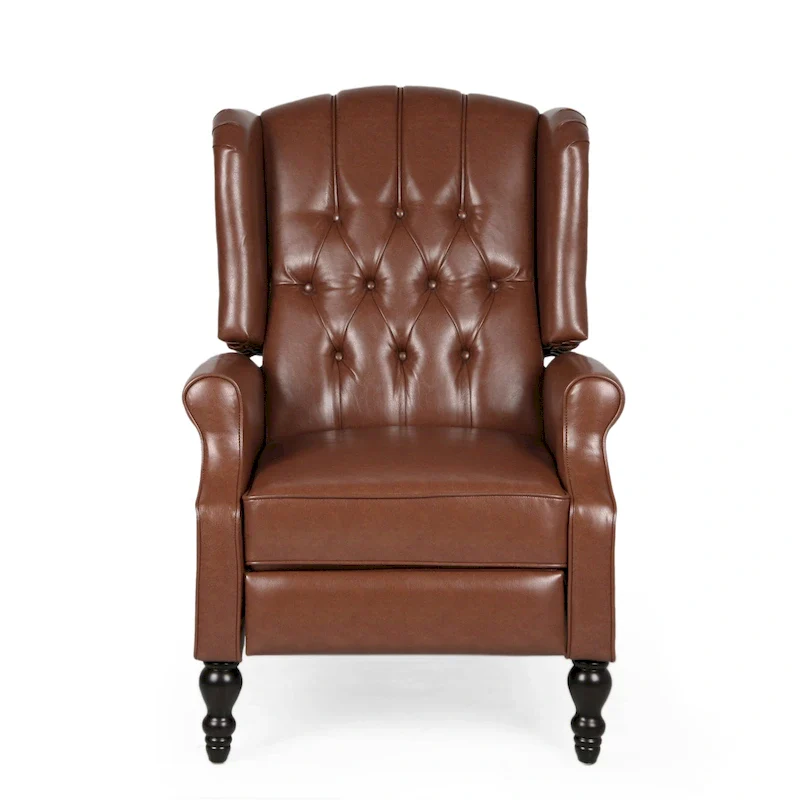 Brown Bonded Leather Recliner Club Chair