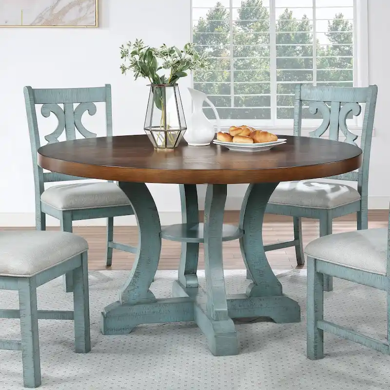 Furniture of America Sylmer Farmhouse 54-inch Wood Round Dining Table