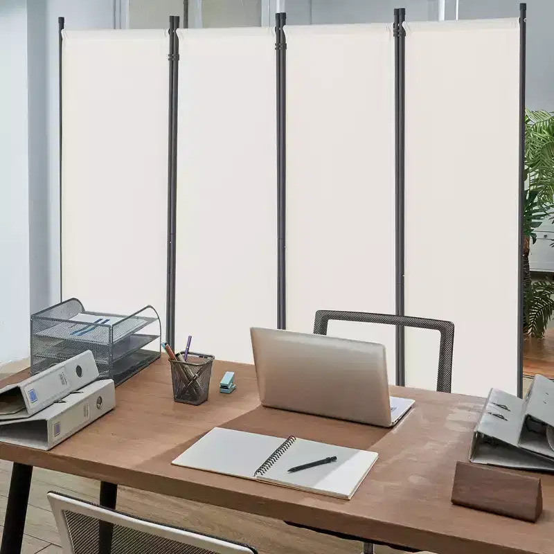 VEVOR Room Divider, 4 Panel Room Dividers and Folding Privacy Screens, Fabric Partition Room Dividers for Office, Bedroom, Dining Room, White