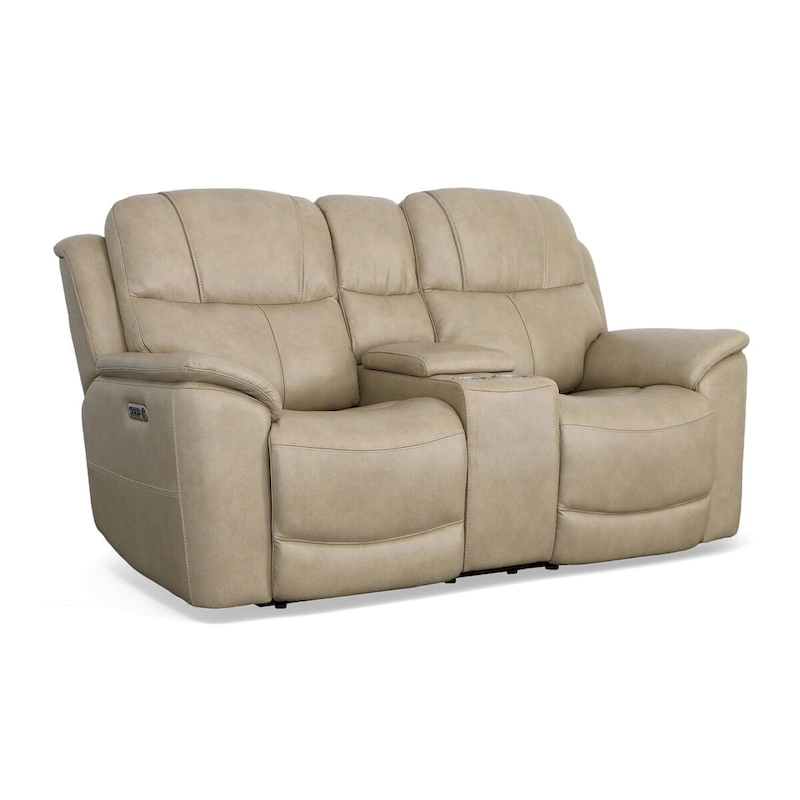 Crew Leather Power Reclining Zero Gravity Loveseat with Console, Power Headrests & Lumbar by Flexsteel
