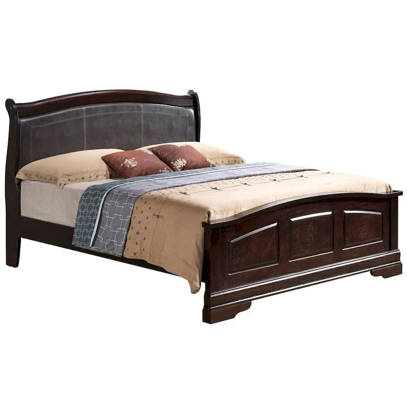 Louis Philippe Upholstered Wood King Panel Bed