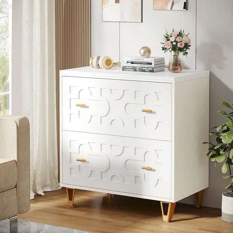 2-Drawer Filing Cabinet with White Finish
