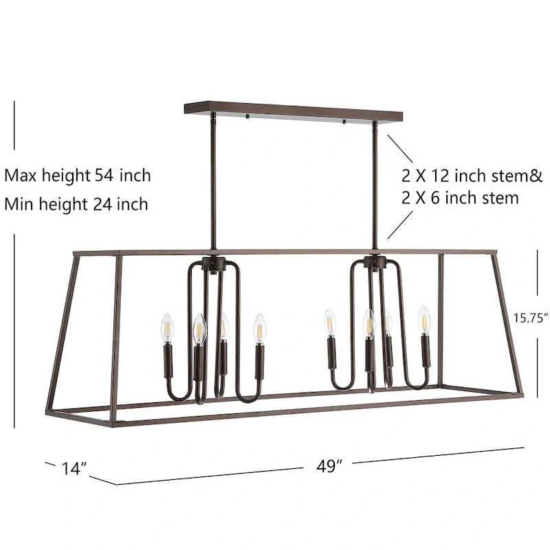 SAFAVIEH Onia 8Lt Pendant - 49 x14 x24-54  - 49 W x 14 D x 54 H