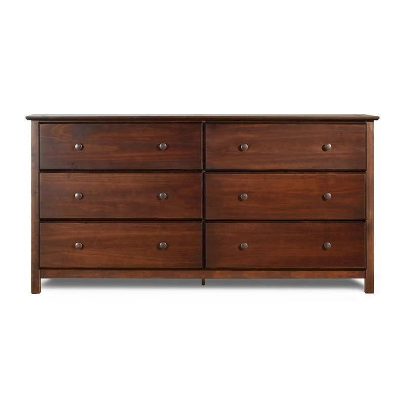 Grain Wood Furniture Shaker-style 6-drawer Solid Wood Dresser