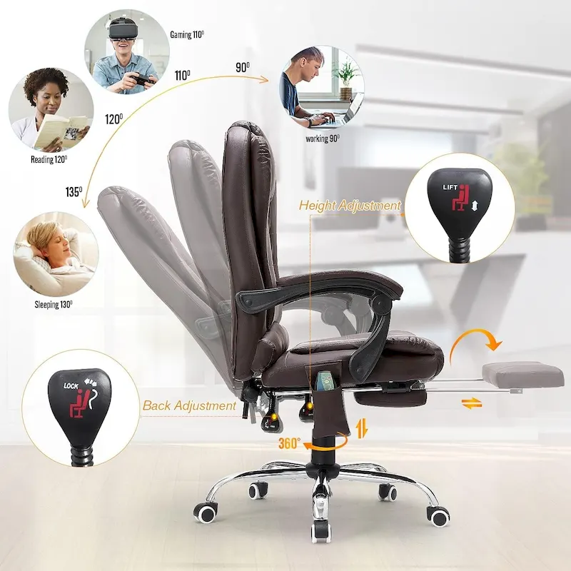 AECOJOY Heated Executive Office Chair w/ Massage &Adjustable Height
