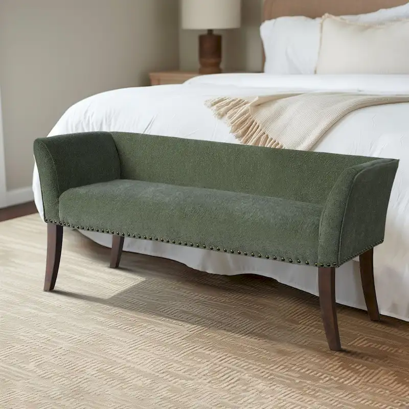 49.5 Upholstered Bench with Back & Wood Legs