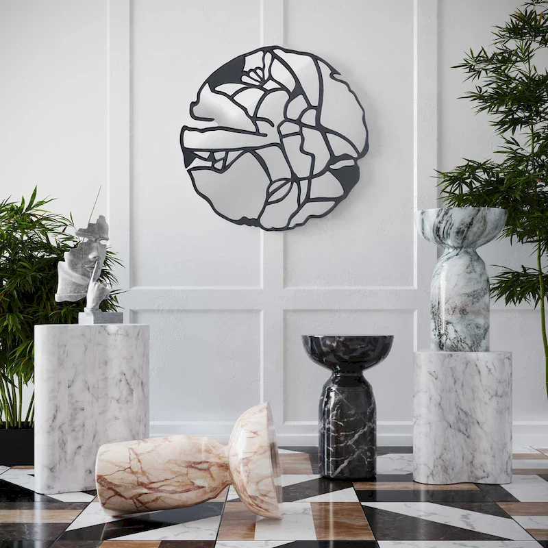Grey and Blush Marble Side Table