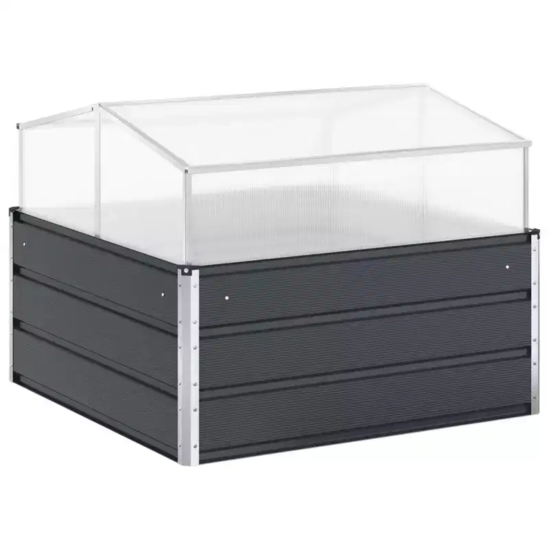 vidaXL Planter Anthracite 39.37 x 39.37 x 30.31 in Galvanised Steel