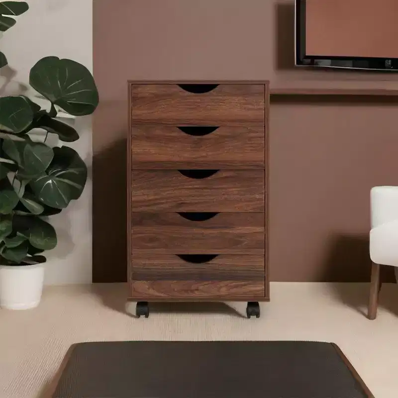 5-Drawer Office File Storage Cabinet, Smart Storage with Adjustable Dividers, Lockable Casters & Smooth Slides