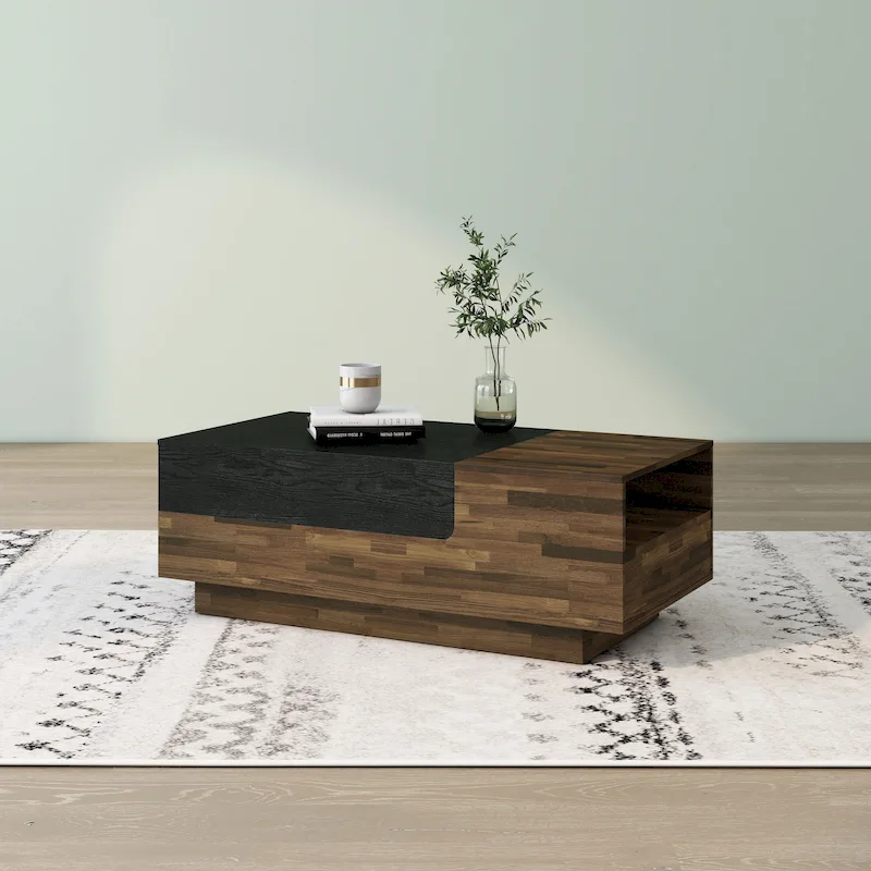 DH BASIC Transitional Brown 47-inch 1-shelf Coffee Table with Sliding Top by Denhour