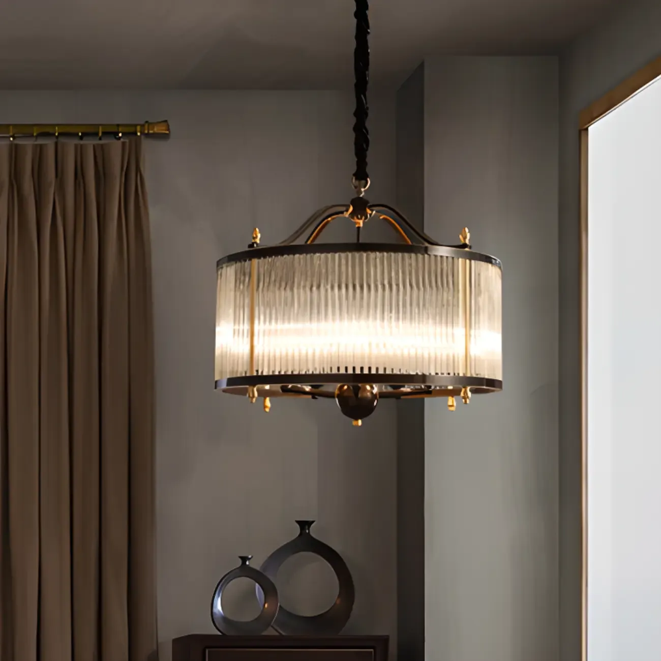 Modern 3-Light Crystal Round Chandelier with Flexible Height