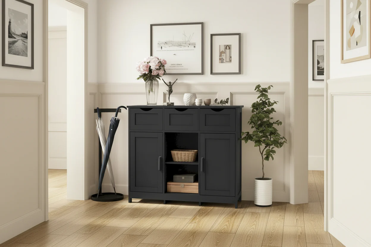 Wooden Floor Cabinet,with Drawers and Shelves Storage Cabinets,Accent Cabinet for Living Room,Bedroom