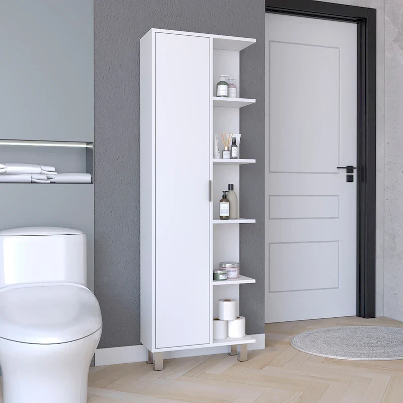 63-inch High Bathroom Cabinet Storage Cabinet with Four Open Shelves