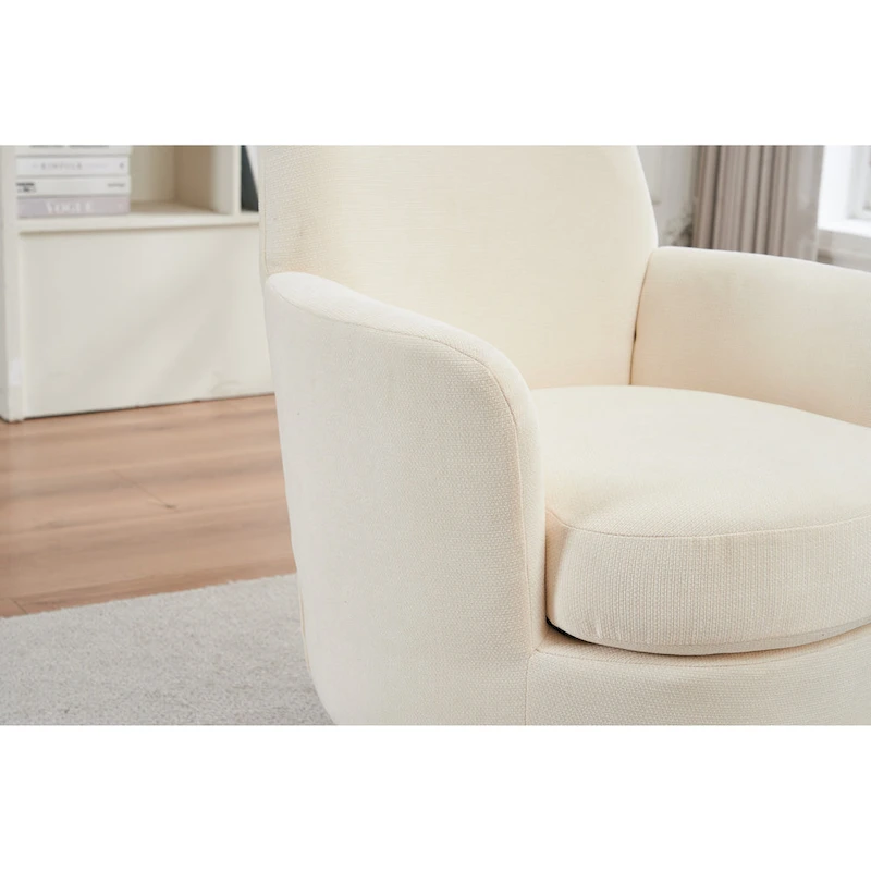 29.3 Upholstered Swivel Barrel Chair with Stainless Steel Base