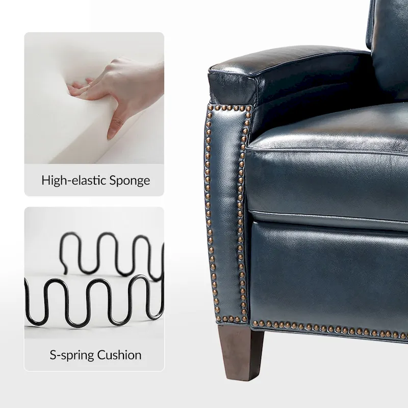 Gaspar Mid-Century Modern Pushback Recliner with Nailhead Trim by HULALA HOME