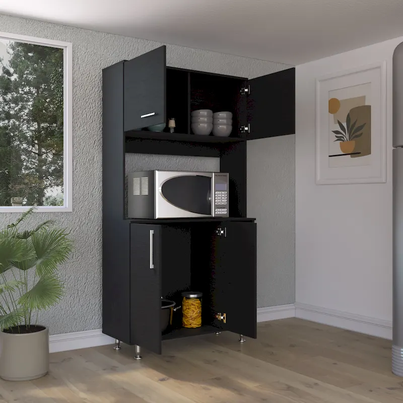 Kitchen Storage Cabinet with Double Doors and Three Shelves